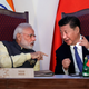 Narendra Modi with Xi Jinping at the BRICS summit in Goa, India.